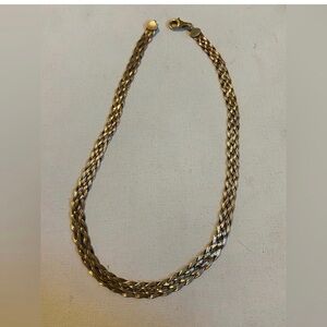 925 Sterling Silver ITALY Tri Color Weaved Herringbone Chain 18” L
